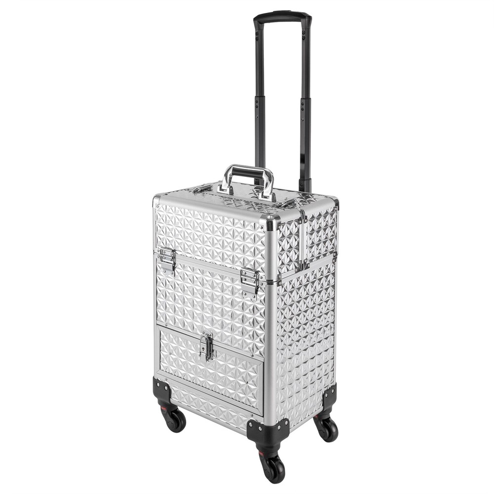 Rolling Nail Case Wheeled Manicure Makeup Train Box Storage Case Organizer