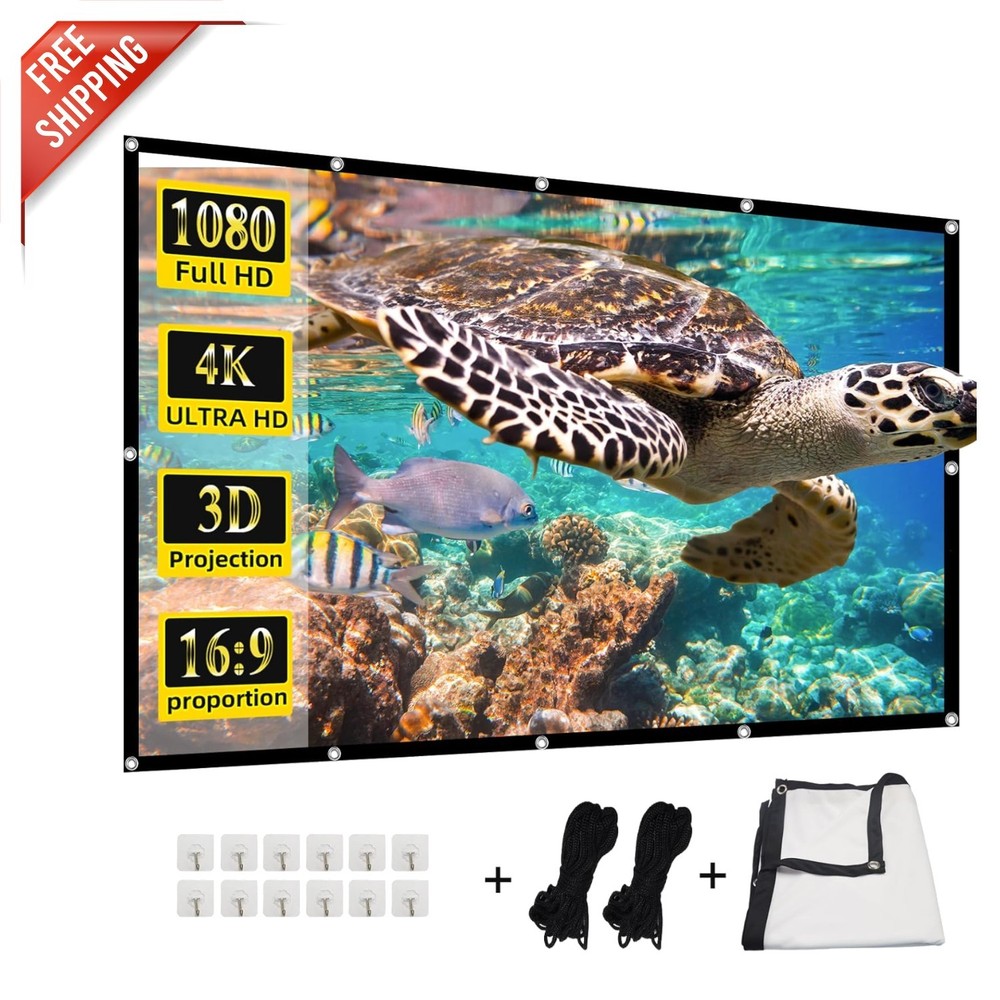 Durable Polyester 120-Inch 4K Projector Screen - Perfect for All Occasions