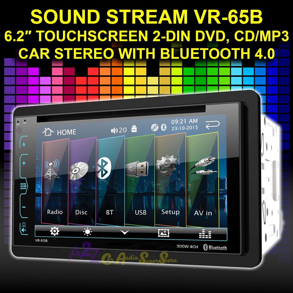 SOUNDSTREAM 2 DIN VR-65B DVD/CD PLAYER 6.2" BLUETOOTH USB SD ANDROID PHONELINK