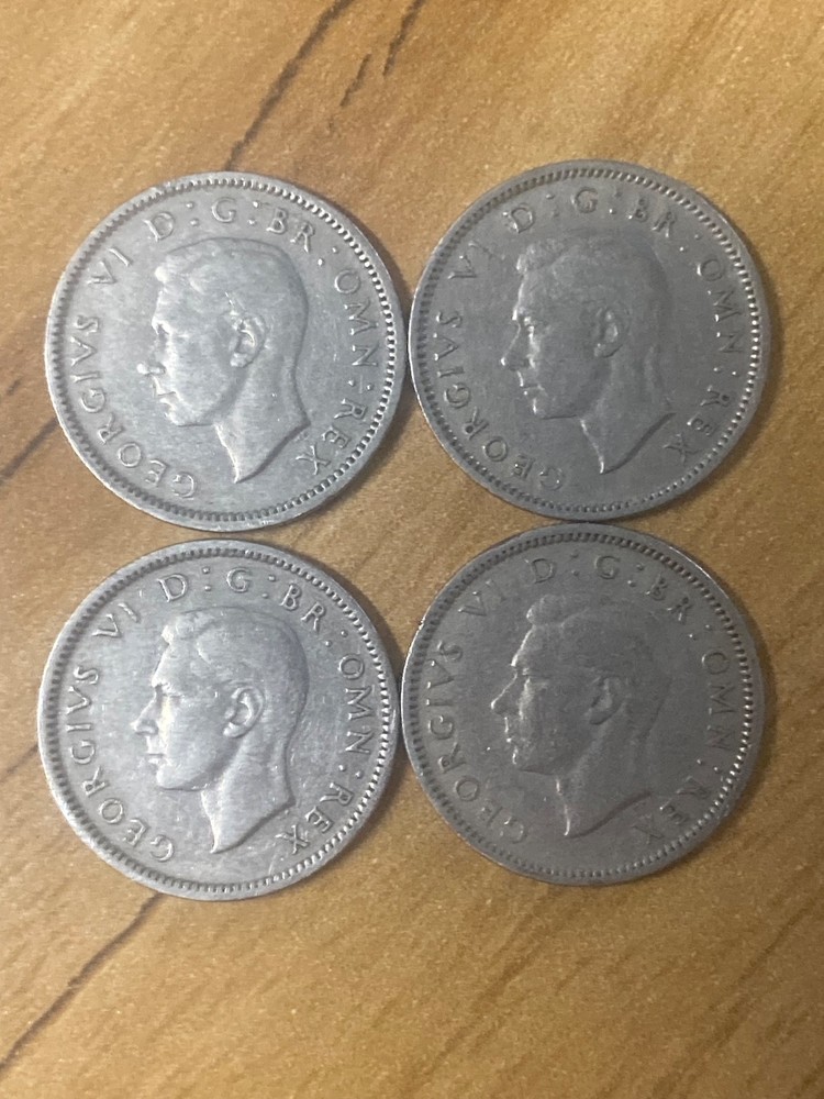 1947 Six Pence coins x4