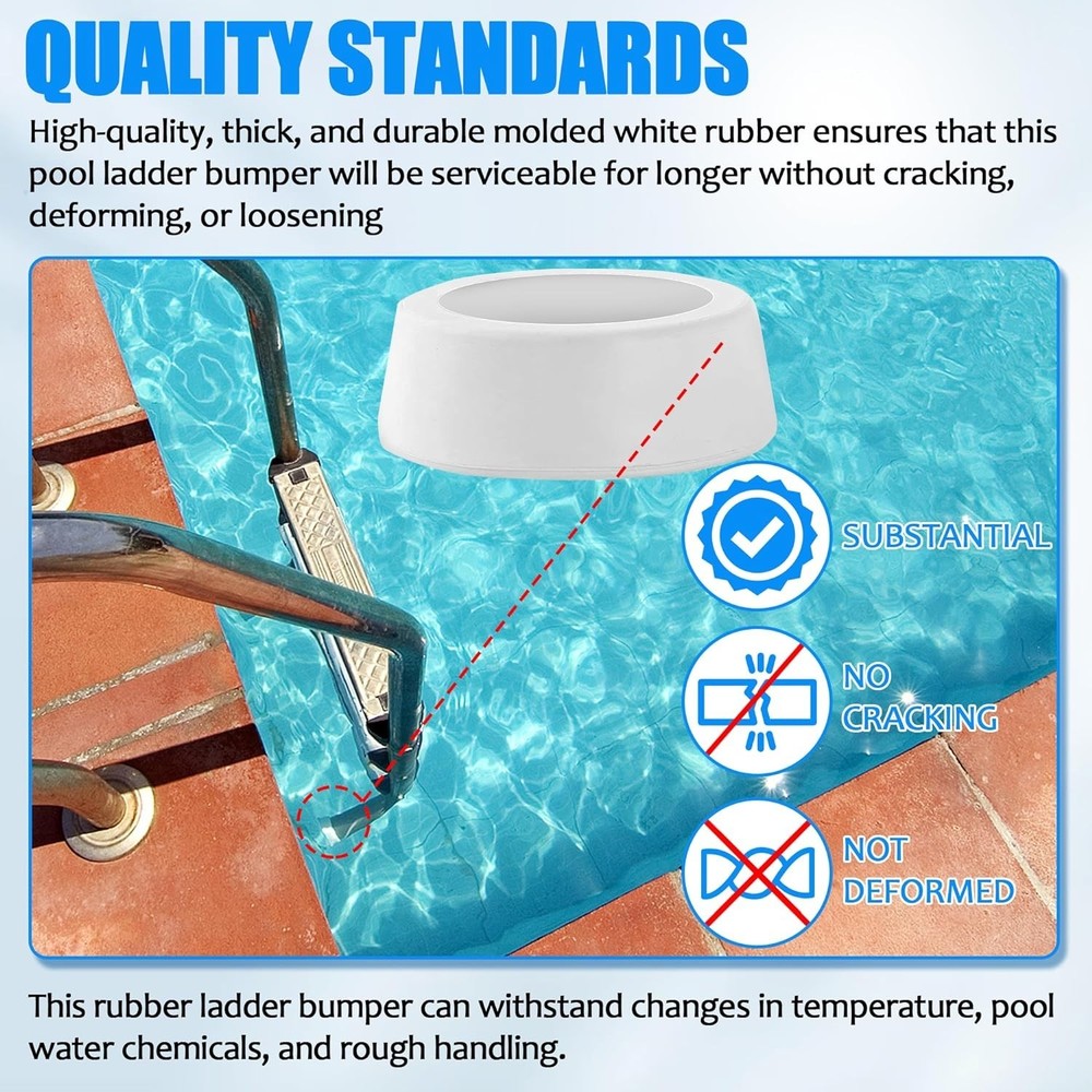 Fit for 1.9" Pool Ladder Bumpers, Rubber Inside Plug Caps