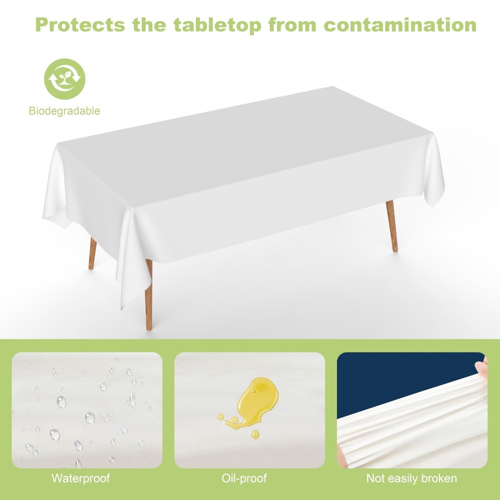 URMONA Plastic Tablecloth Disposable, 4 Pcs - 54" x 72" Table Cloth Rectangle...