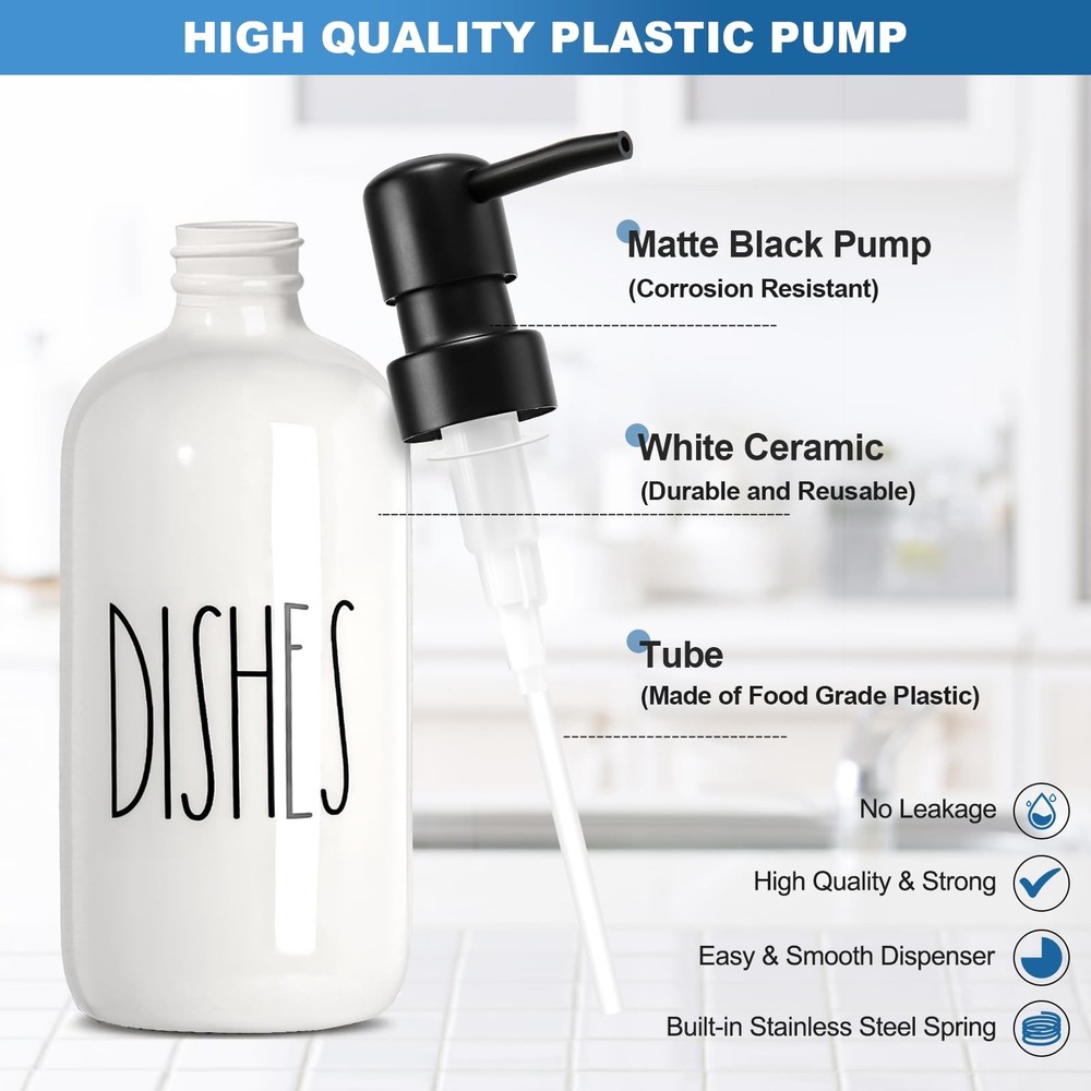 ALPIRIRAL Dish Soap Dispenser for Kitchen, Ceramic White