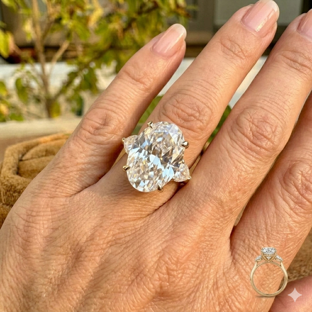 RARE 7.30 Ct Certified Oval Shape White Diamond Solitaire Ring- FREE Studs