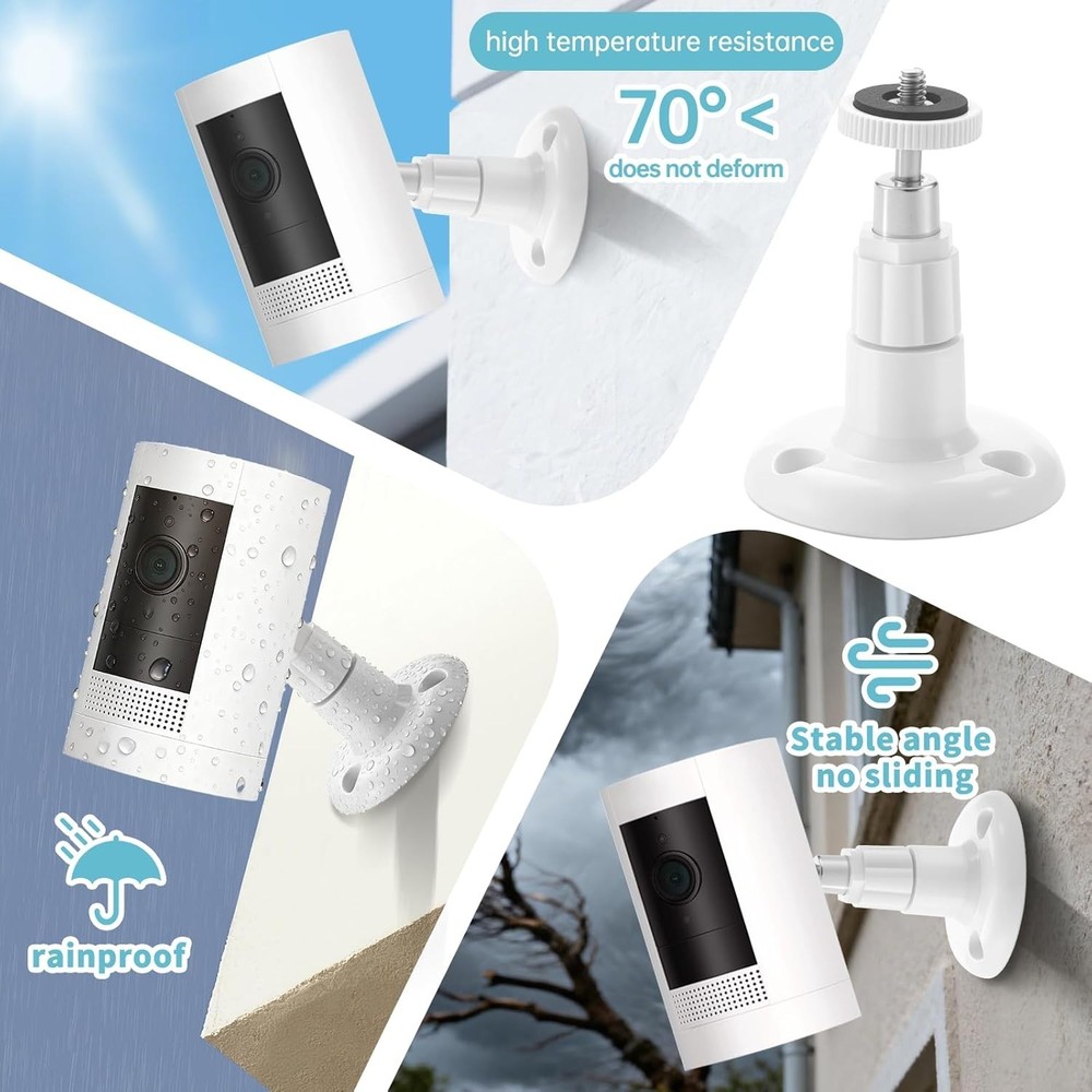 2-Pack Ring Camera Mounts with 360° Adjustability & No-Drill Installation