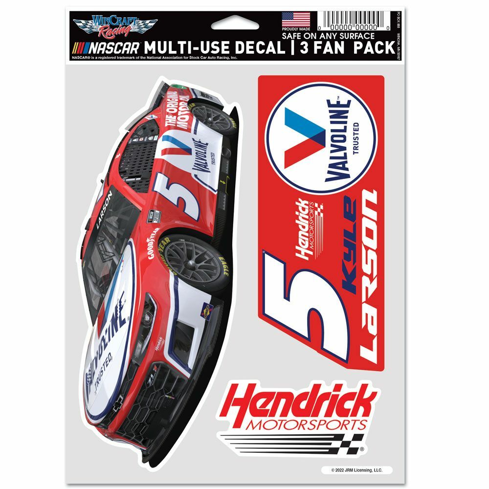 Kyle Larson 2022 Wincraft #5 Valvoline Multi Use Decal Sheet(3Pk)