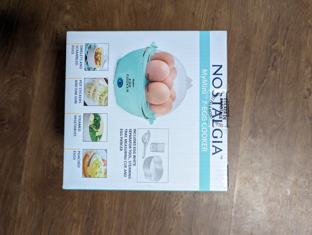 Nostalgia My Mini 7- Egg Cooker (TEAL) Egg Separator Tool ,Perfect Eggs, NEW