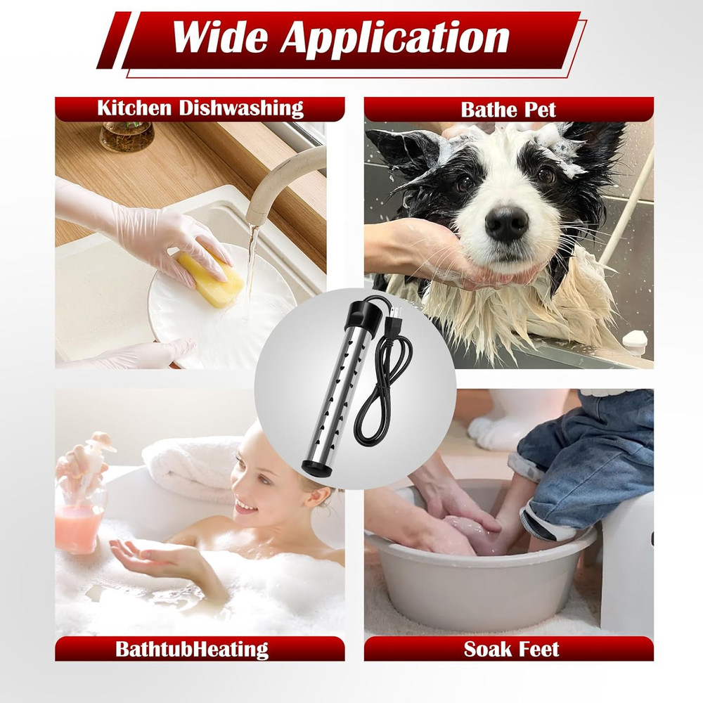 Immersion Water Heater,Anti-Scalding Bucket Heater with Stainless Steel Guard He