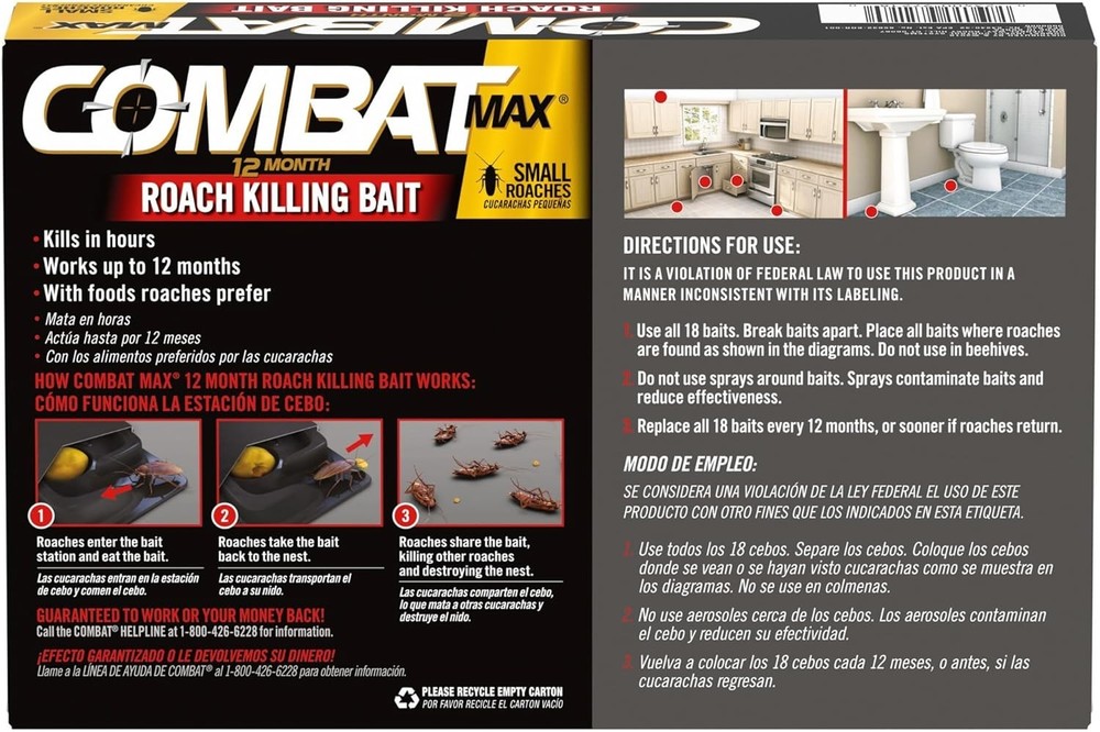 Combat Max 12 Month Roach Killing Bait Small Roach Bait Station 18 Count