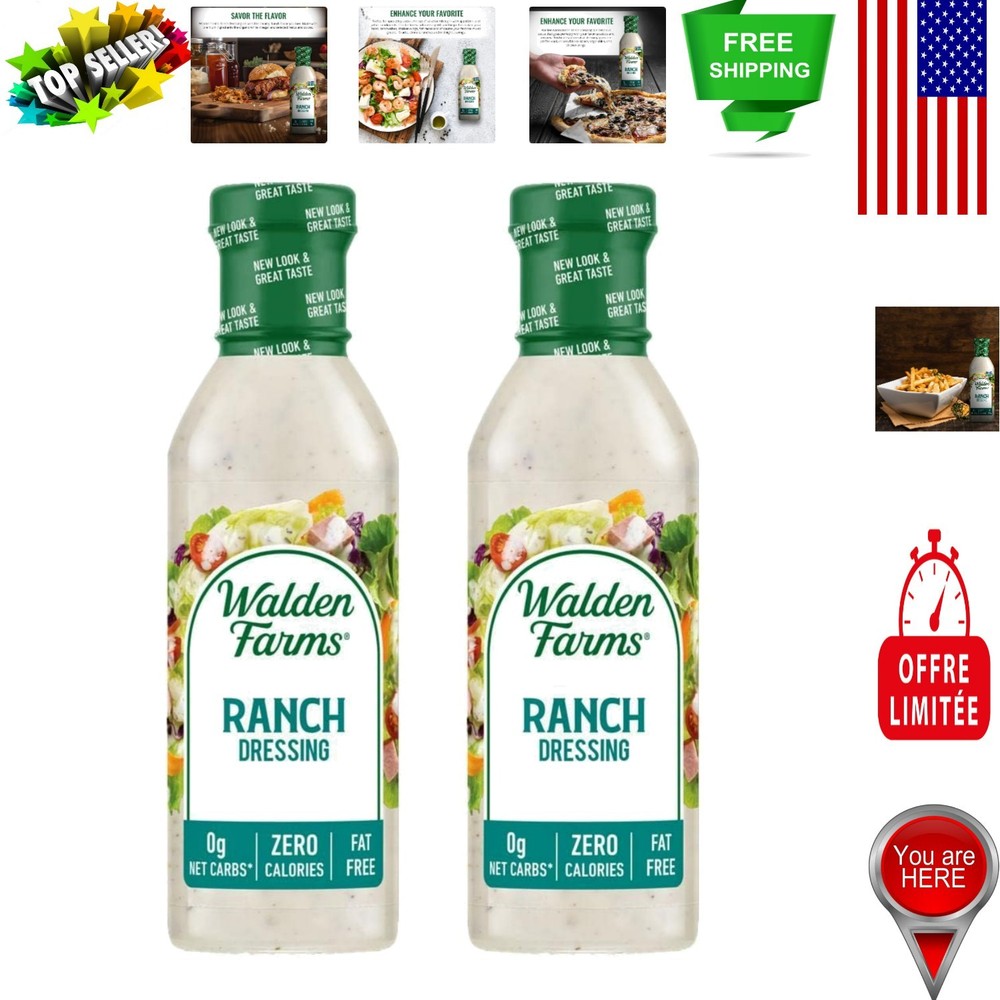 Zero Calorie Ranch Dressing - Healthy 12 oz Bottles | 2 Pack for Every Meal