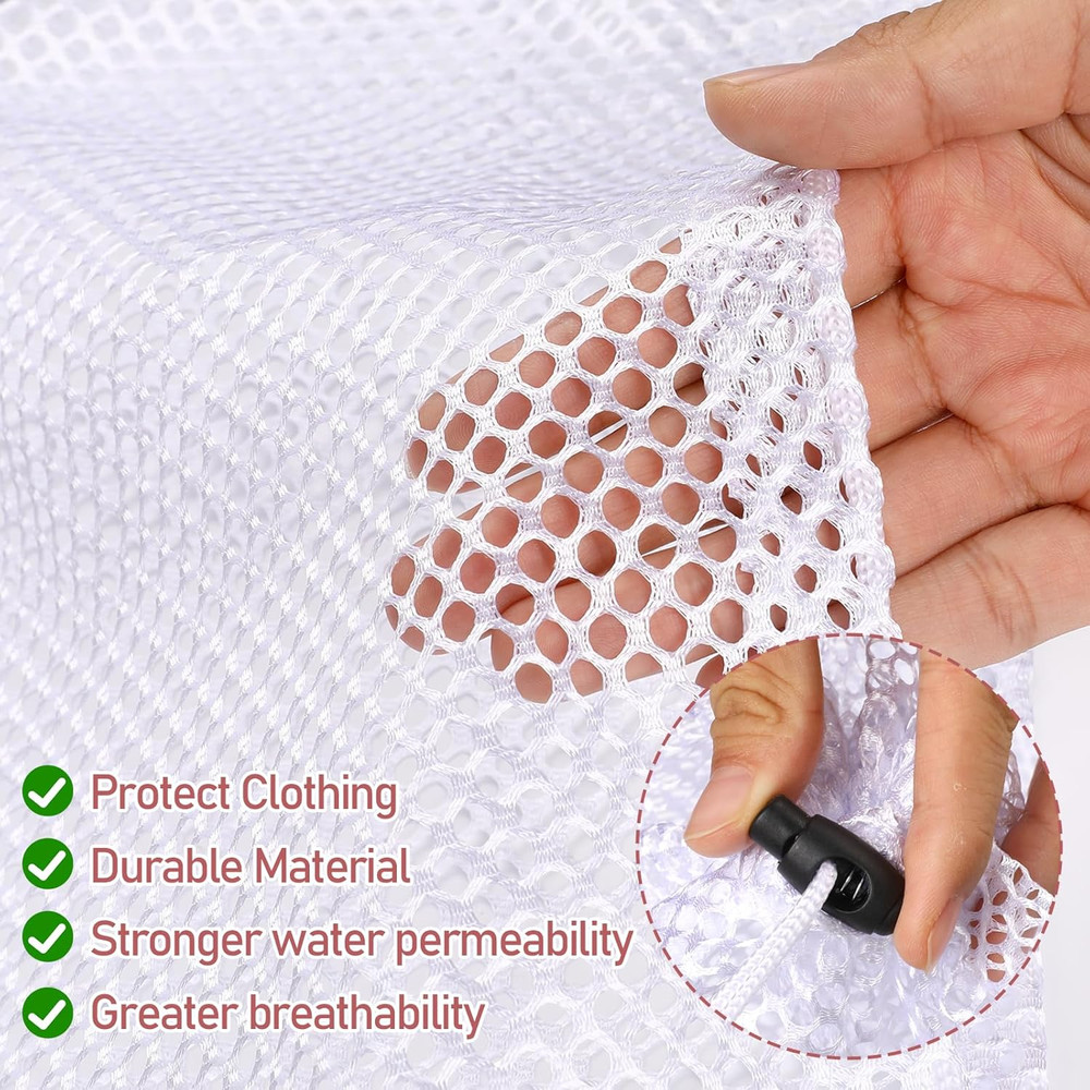 2Pcs Mesh Laundry Bags for Socks, Machine Washable Drawstring Design Mesh Laund