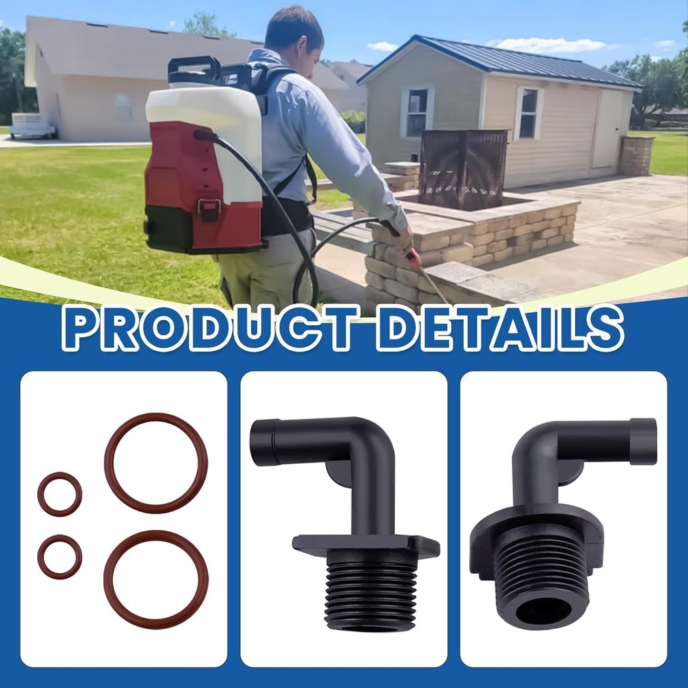 2Pcs Replacement Hose Fitting w/ Rubber Gasket Fits Switch Tank Backpack Sprayer