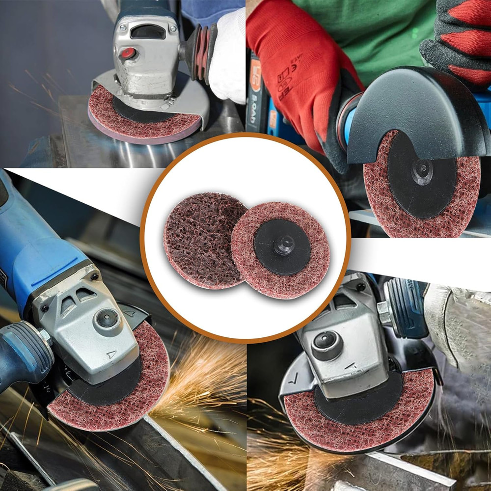 50Pcs 2 Inch Maroon Quick Change Surface Prep Conditioning Discs, R-Type Medium