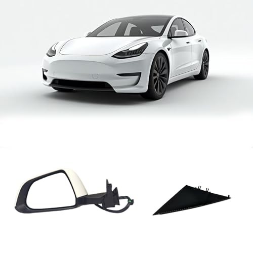 Tesla Model 3 Driver Side View Mirror Assembly Compatible with White With Left