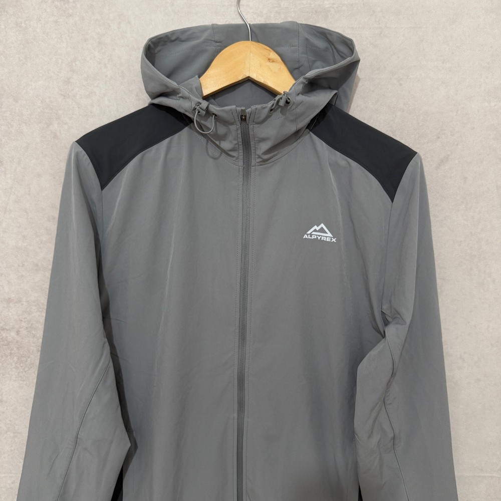 Alpyrex Windbreaker Jacket Hooded Grey Lightweight Medium