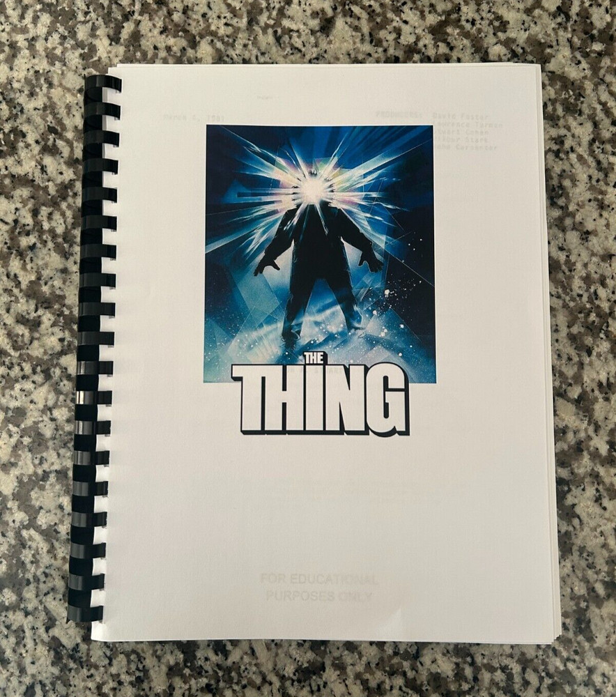 The Thing John Carpenter Horror Movie Script Reprint Full Screenplay Script