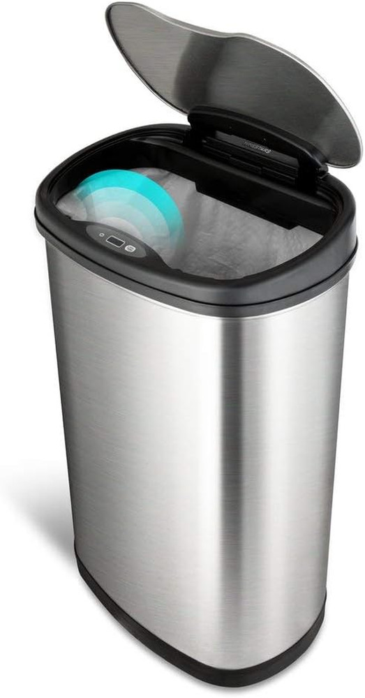DZT-50-25 Motion Sensor Trash Can, Large, Silver