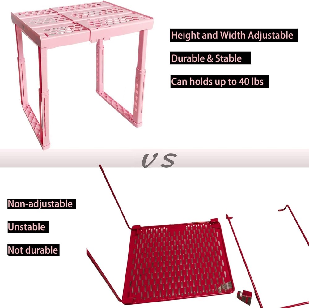 Adjustable Locker Shelf Pink Height and Width Adjustable Locker Organizer Shelf