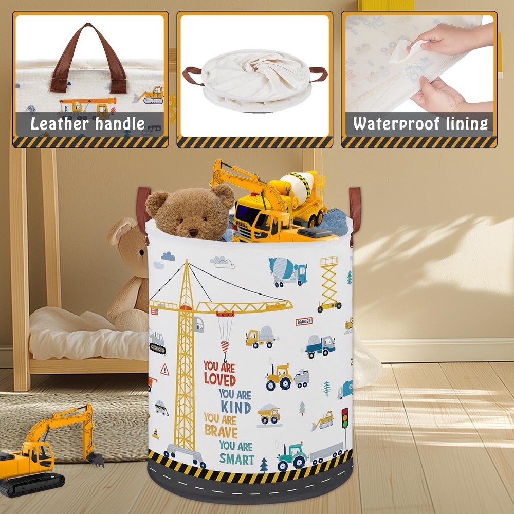 Construction Decor for Boys Room Laundry Middle, Yellow