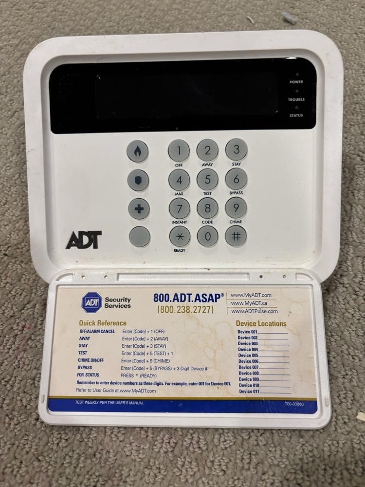 ADT Security Alarm System TS Keypad Base Unit Pulse