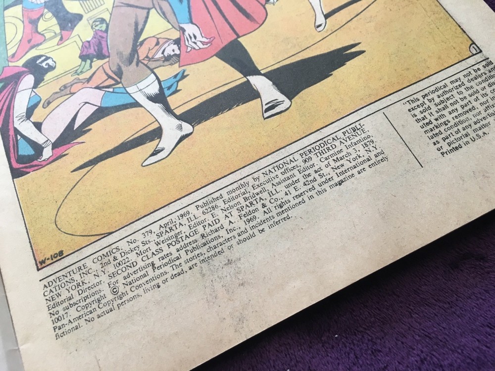 Adventure Comics #379 April '69 , w sheet & board VG++ condition.