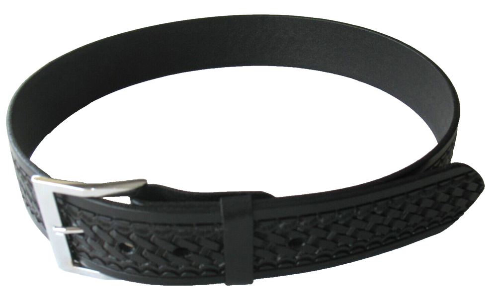 10855BL Solid leather Garrison basket weave belt, 1¾" width, Black