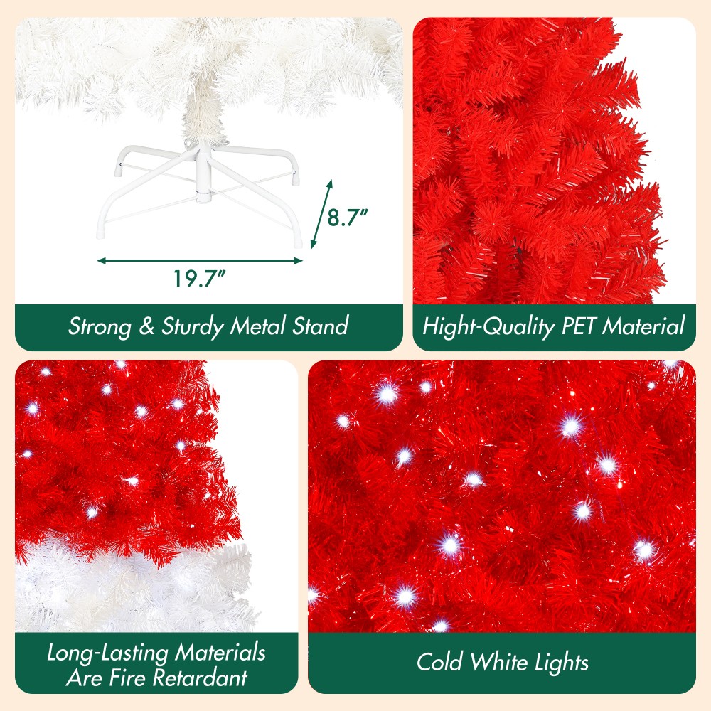 6FT Santa's Hat Shape Artificial Whimsical Christmas Tree with LED Light