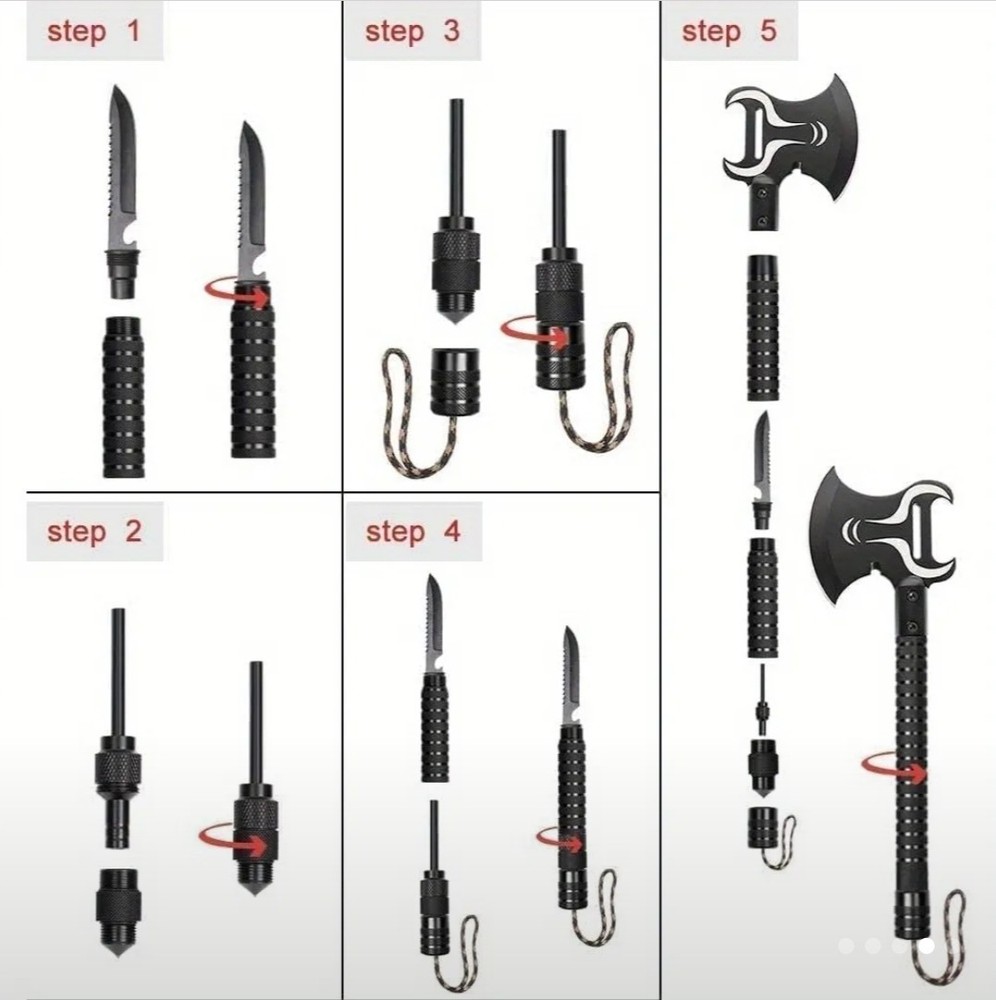 Multi-Function Survival Axe Kit - Camping Axe & Hatchet - Multitool Folding Axe