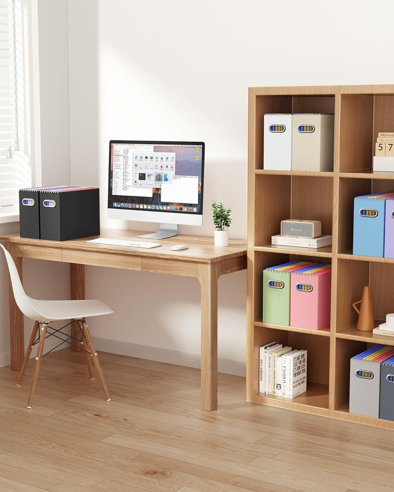 Versatile 2-Pack File Organizer Boxes for Letter Size Folders - Modern Design