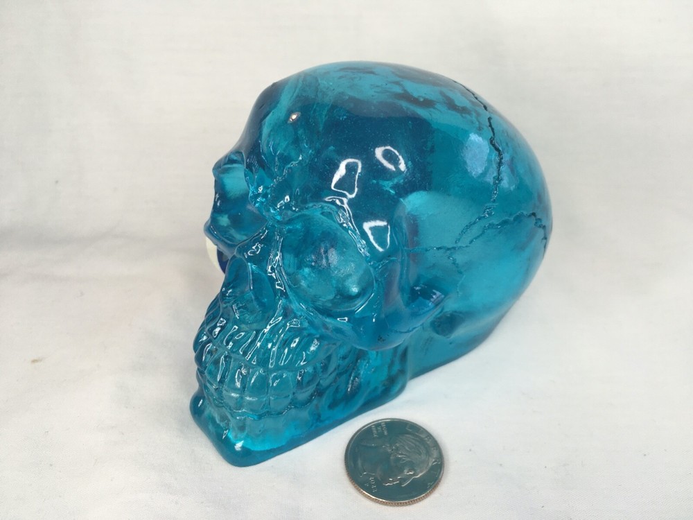 Blue Translucent Witching Hour Gazing 4" Acrylic Skull