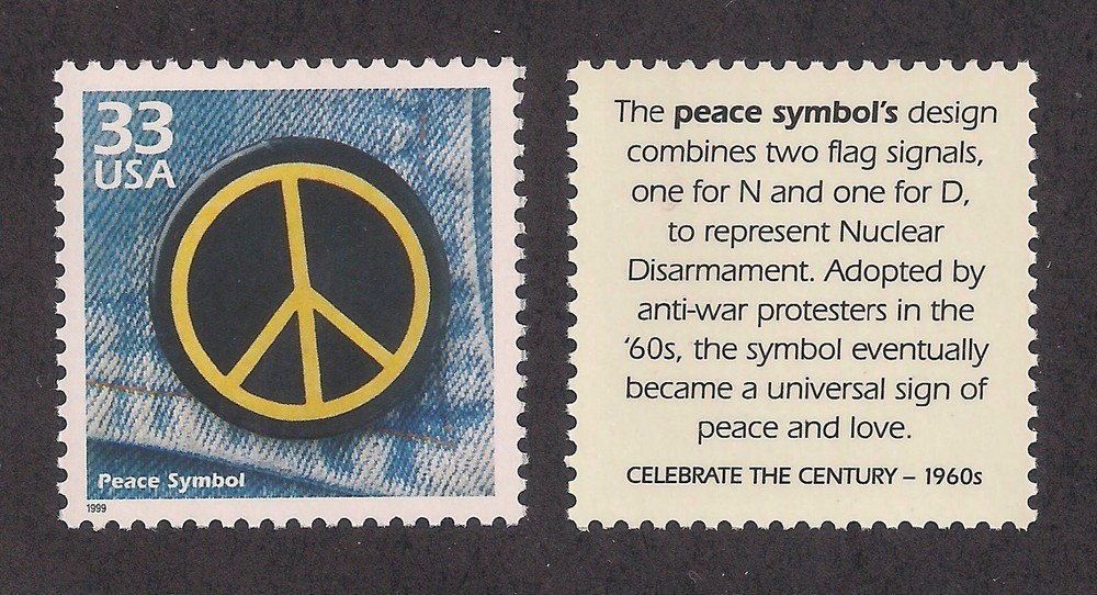 1960's PEACE SYMBOL - U.S. POSTAGE STAMP - MINT CONDITION