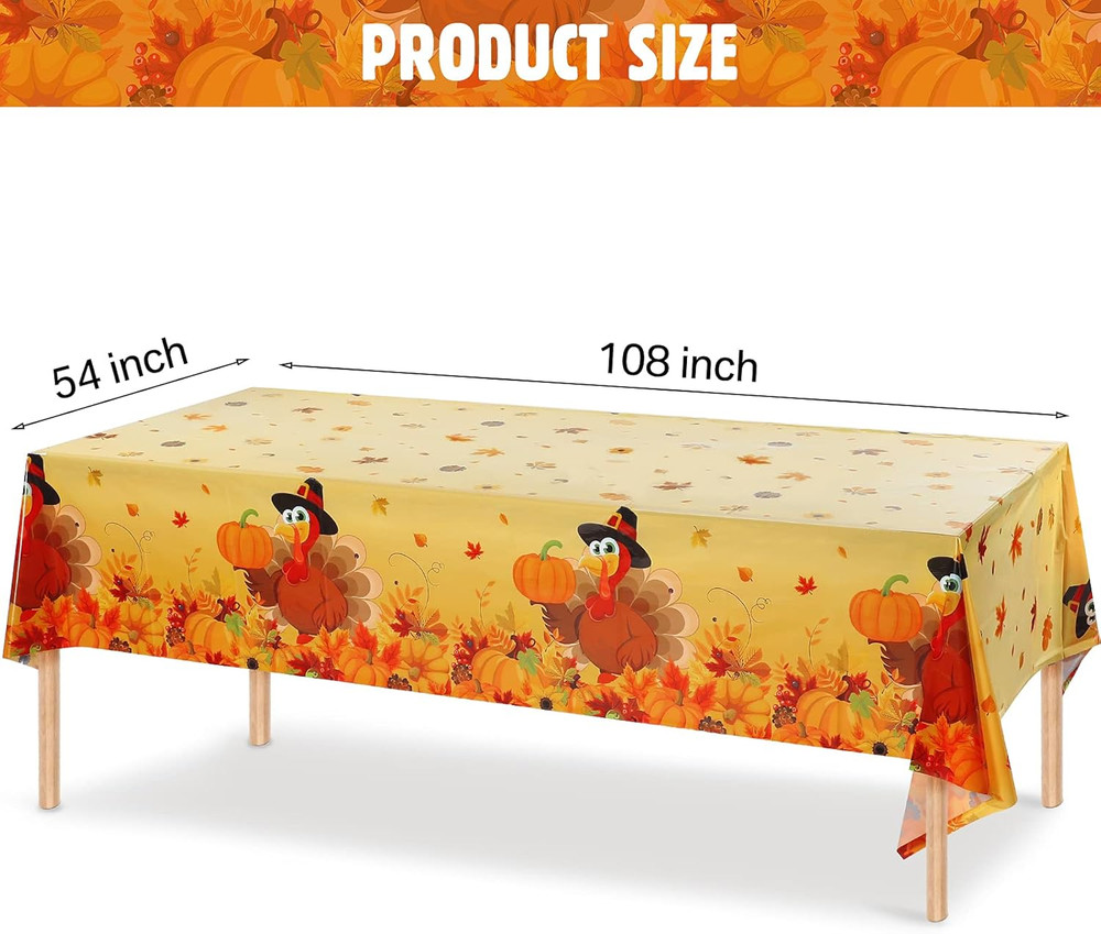 3 Pieces Thanksgiving Tablecloths Fall Leaf Tablecovers Turkey Tablecloth Autumn