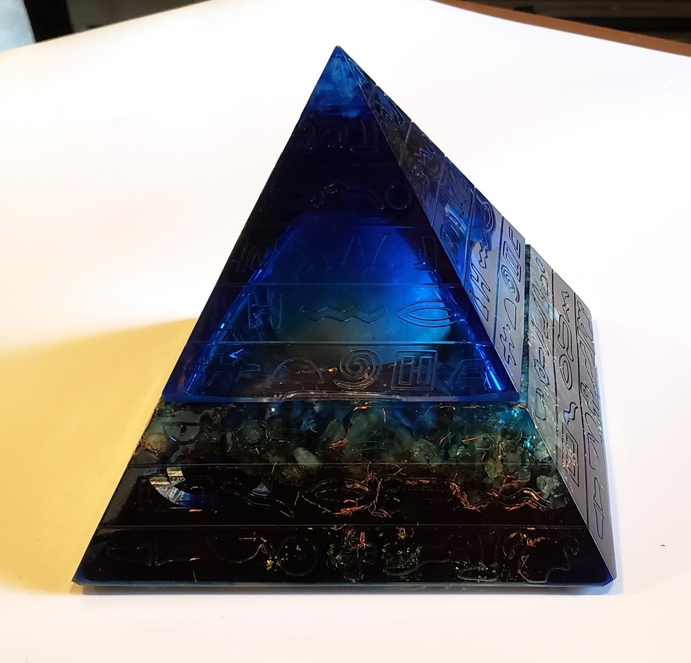 Large Orgonite Pyramid with Crystal Sphere Included.