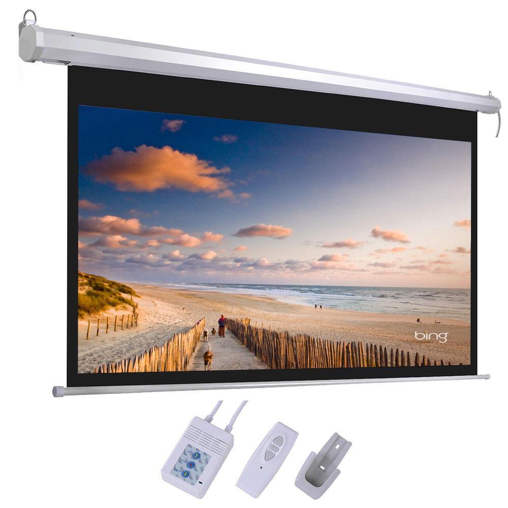 92" 16:9 Electric 80" x 45" Motorized Projector Screen with Remote Control White