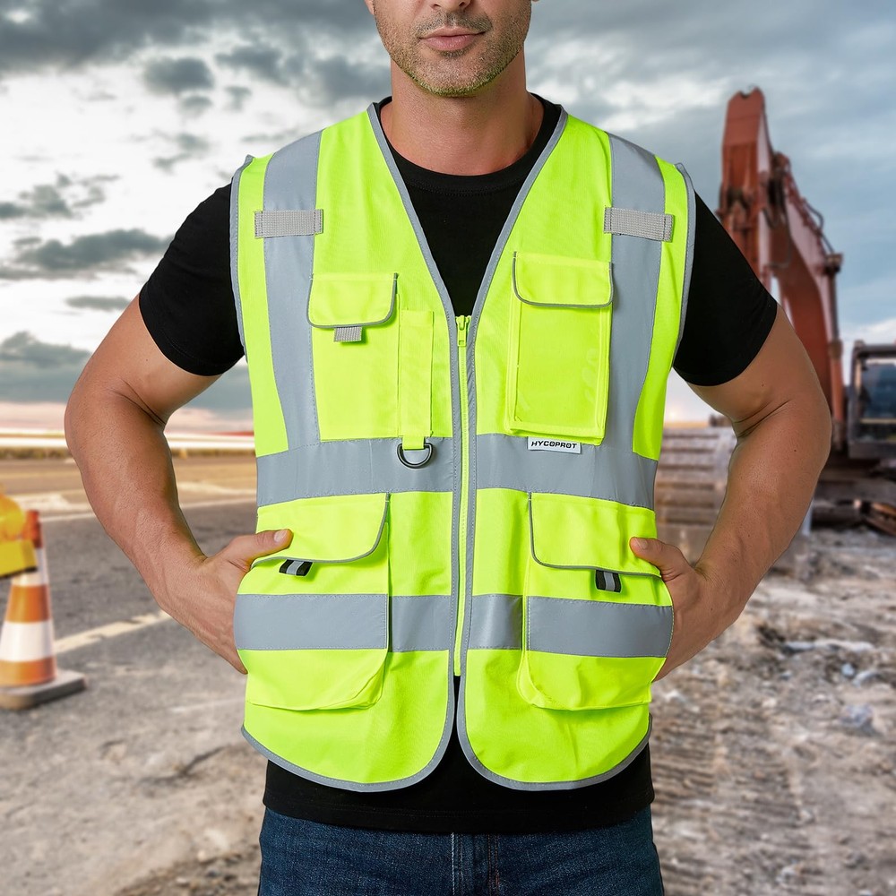 HYCOPROT High Visibility Safety Vest Hi Vis Reflective Security Construction ...