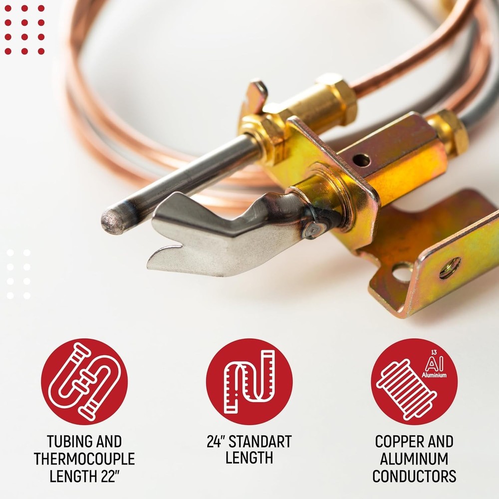 Universal Pilot Assembly 24-Inch Propane Gas Furnaces Boilers Water Heaters