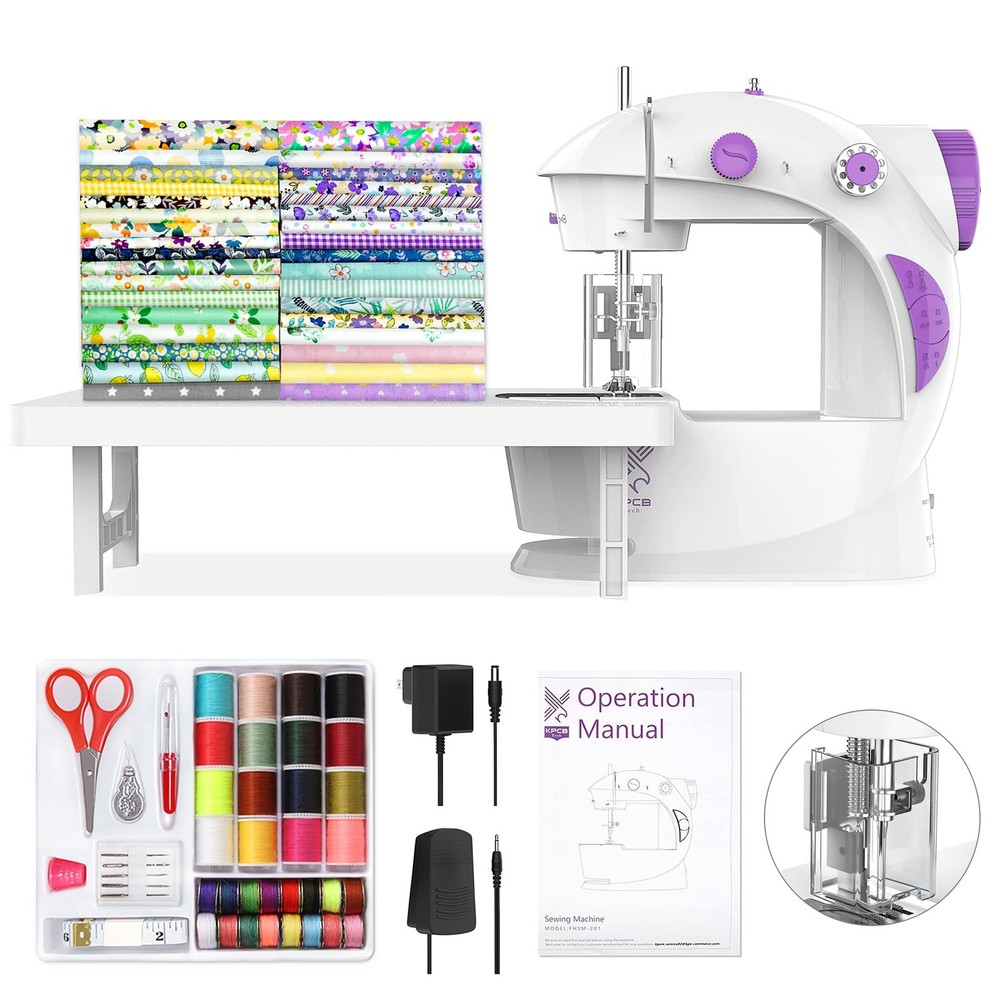 KPCB Tech Sewing Machine for Beginners Full Set with Finger Guard and Fabric