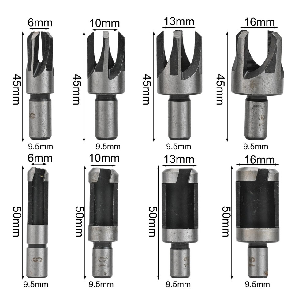 Four Flute Design Dowel Drill Bits Set High Efficiency Woodworking Tool 8Pcs