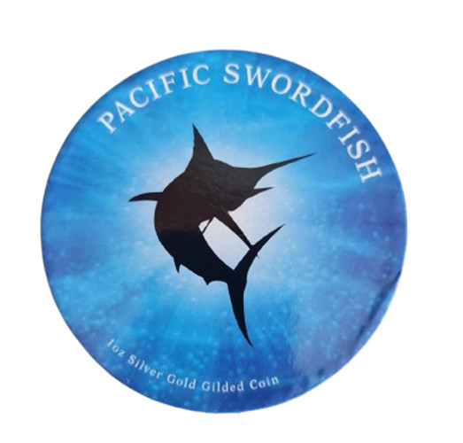 2011 Fiji 1 oz Silver $2 Gilded Pacific Swordfish