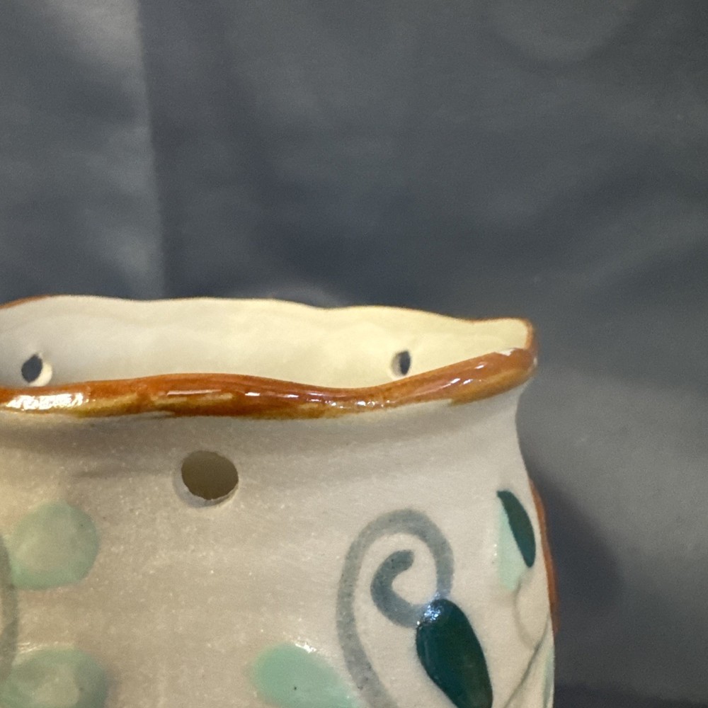 Art Pottery - Hand Painted - Floral Pattern Clay Planter