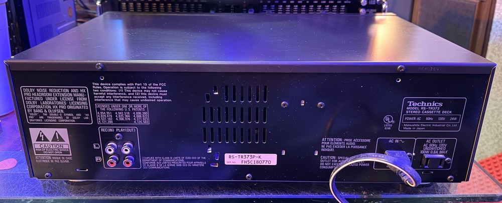 TECHNICS RS-TR373 Stereo Dual Cassette Deck Powers Up AS-IS Needs Belts