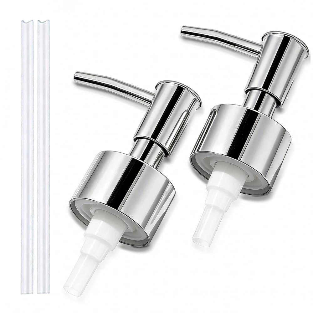 2-Pack Soap Dispenser Pumps Replacement, Universal Lotion & Pump Silver