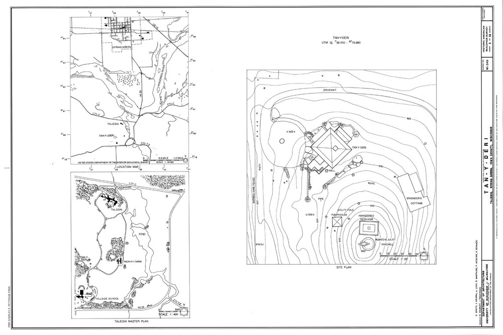 4 bedroom open plan home by Frank Lloyd Wright, printed architectural drawings