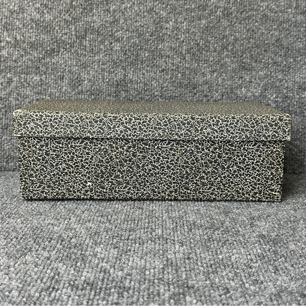 Vintage index card file box lidded storage speckled rectangular journal crafting