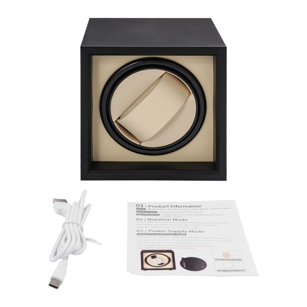 Automatic Watch Winder Box Storage Case Self Winding Display Box Black, Beige