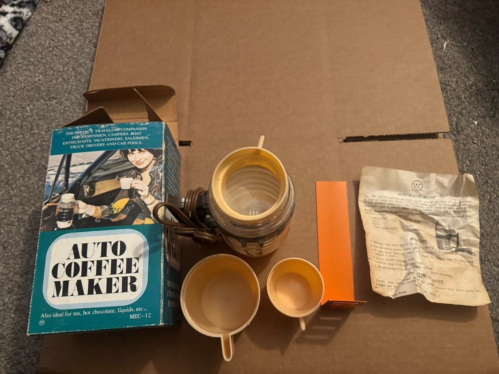 Vintage Auto Coffee Maker MEC-12 Cigarette Lighter 12V-Open Box