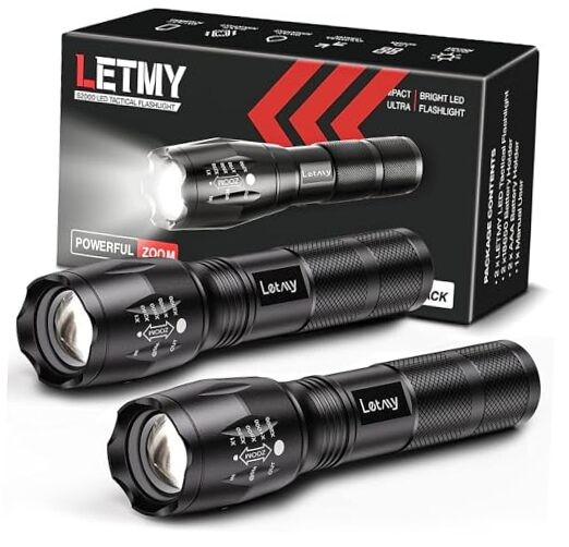 Tactical Flashlight S2000-2 Pack Bright Military Grade LED 2 PACK Black