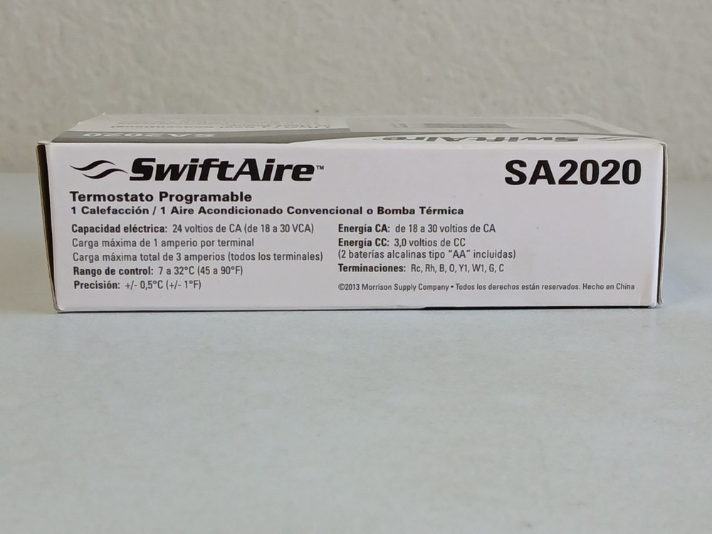 SWIFTAIRE Programmable Thermostat SA2020 New Open Box