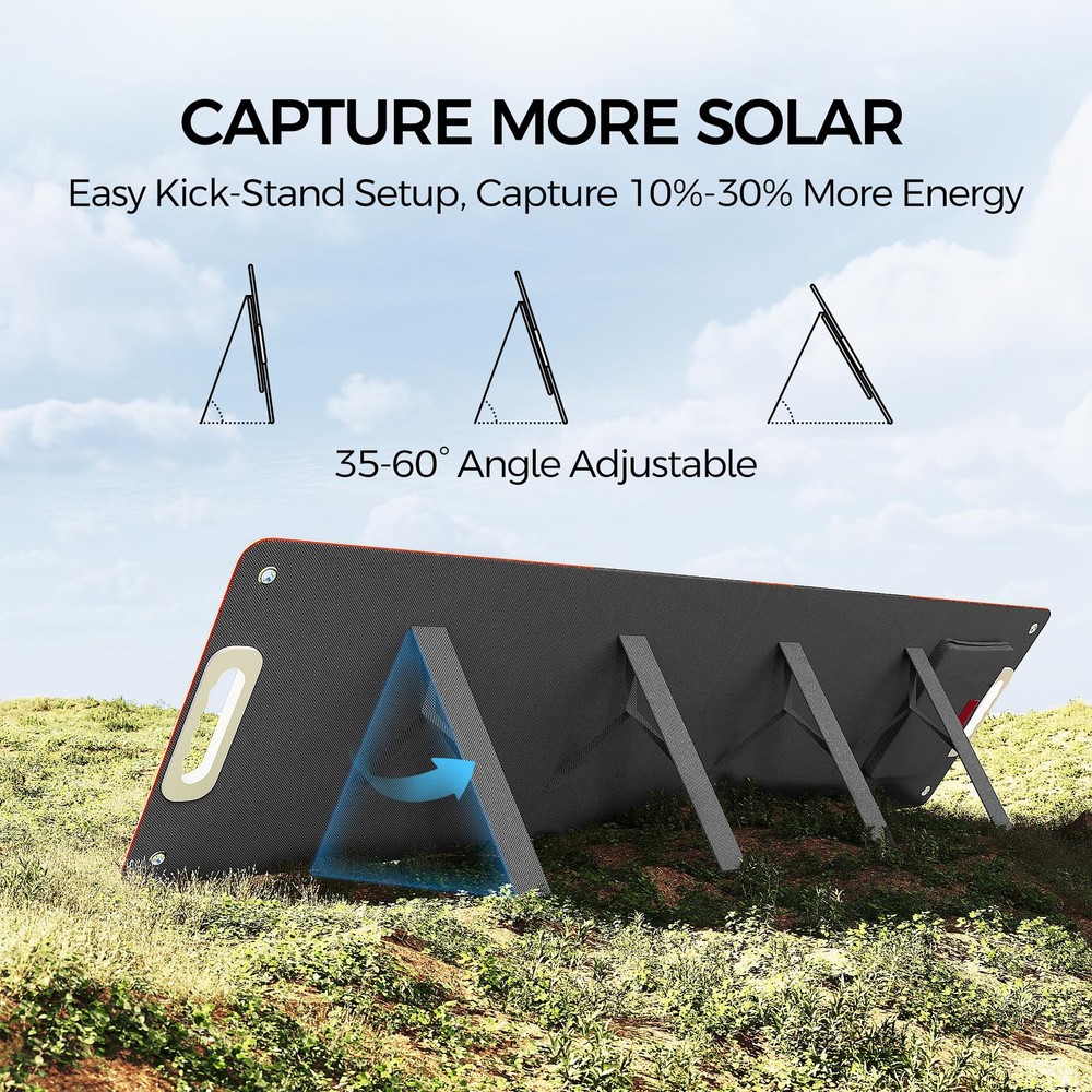 Flashfish 100W 18v Foldable Solar Panel, High-Efficiency Charger with Dc Output
