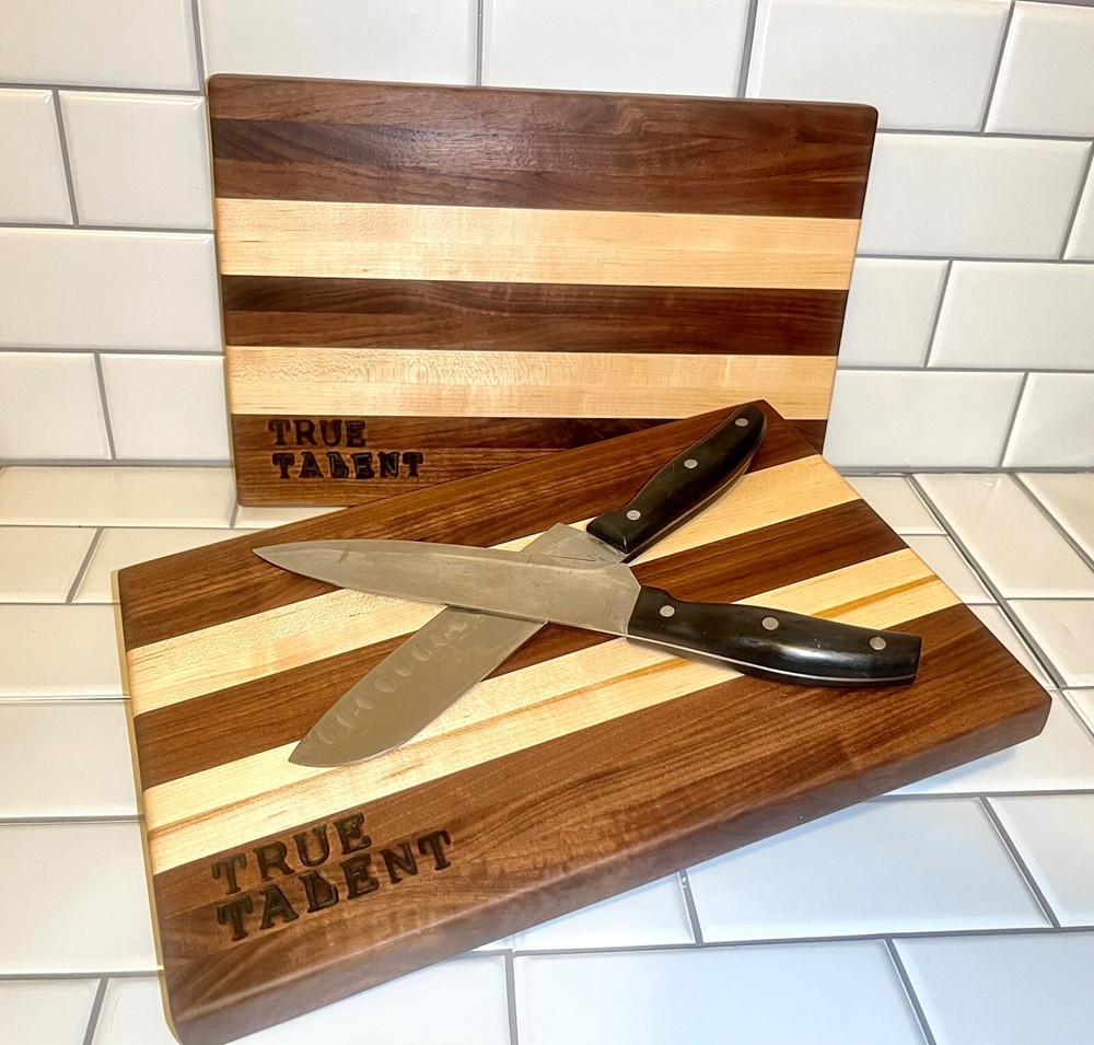 Handmade walnut and maple wooden cutting board